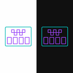 Line Taximeter device icon isolated on white and black background. Measurement appliance for passenger fare in taxi car. Colorful outline concept. Vector