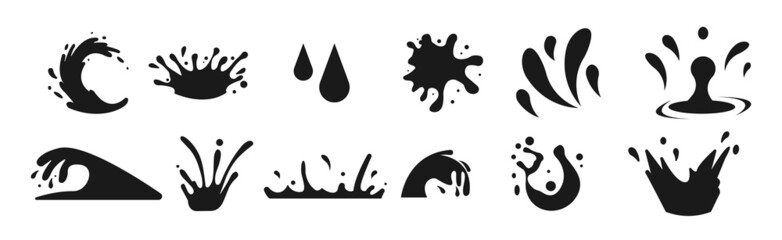 Water drops, droplet icons vector set