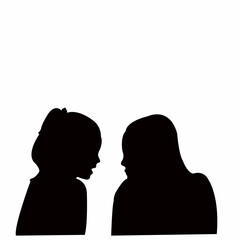 two girls making chat, body part silhouette vector