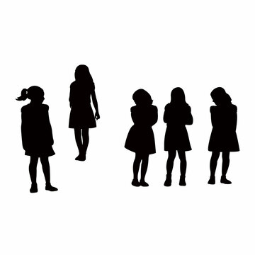 girls waiting, body silhouette vector