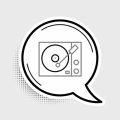 Line Vinyl player with a vinyl disk icon isolated on grey background. Colorful outline concept. Vector