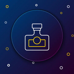 Line Alcohol drink Rum bottle icon isolated on blue background. Colorful outline concept. Vector