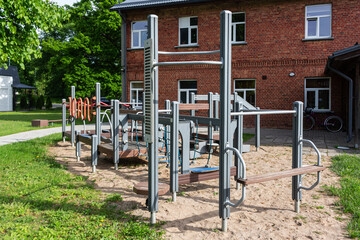 Fototapeta na wymiar Outdoor exercise machines for the disabled.