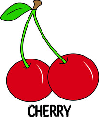 cherry illustration with leaf