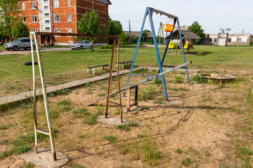 Fototapeta na wymiar Children's playground in summer day.