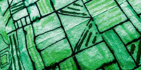 Urban Design. Emerald Geometric Oil. Green Design. Colorful Watercolor Geometry. Emerald Wave...