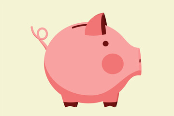 Outline piggy bank symbol. Pink piggy bank.