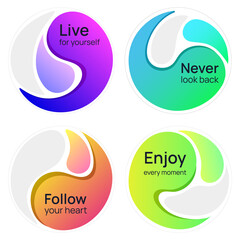 Collection of abstract multicolored waves with text. Vector illustration