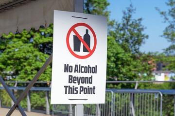 No alcohol beyond this point sign at an entry point to a venue