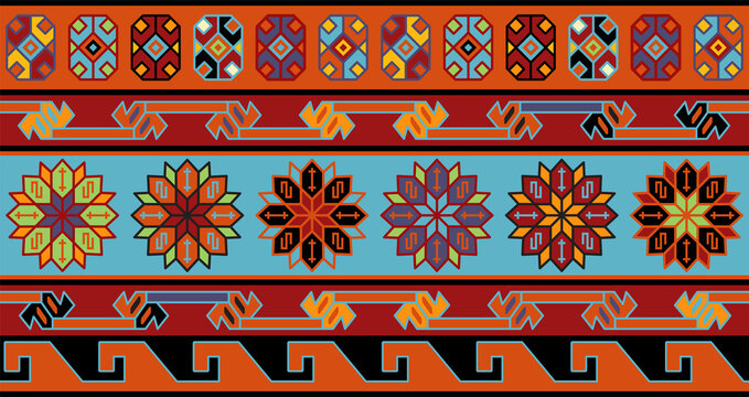 Traditional Sumakh Carpet Seamless Pattern of Dagestan, Russia