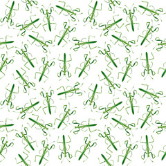 Watercolor illustration of green bug named praying mantis. Hand painted pattern