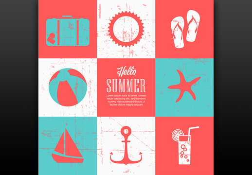 Summer Retro Banner Header Poster Layout