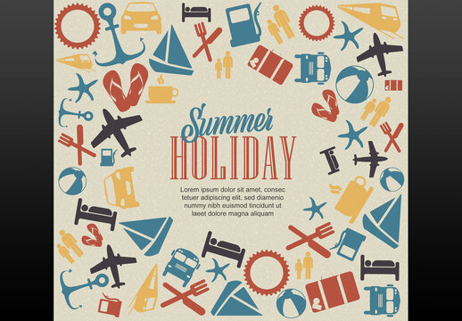 Summer Retro Travel Banner Header Poster Layout