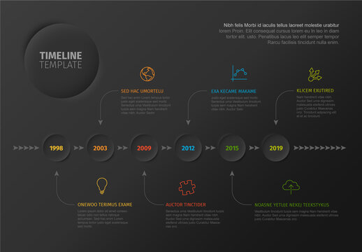 Infographic Dark Timeline Layout with Horizontal Time Line