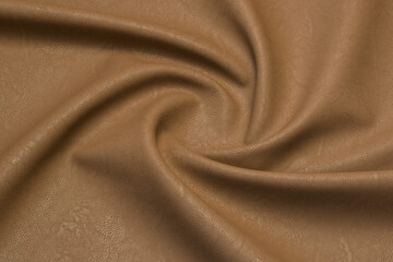 beige artificial leather with waves and folds on PVC base