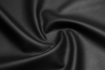 Obraz premium black artificial leather with waves and folds on PVC base