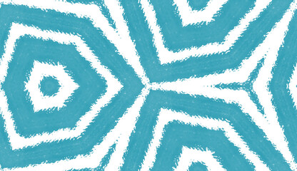 Striped hand drawn pattern. Turquoise symmetrical