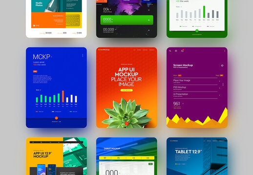 App UI Mockup Tablet Set