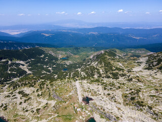 Aerial view of Rila Mountain near The Scary Lake, Bulgaria