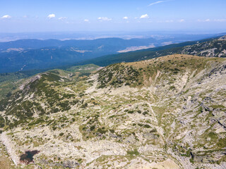 Fototapeta na wymiar Aerial view of Rila Mountain near The Scary Lake, Bulgaria