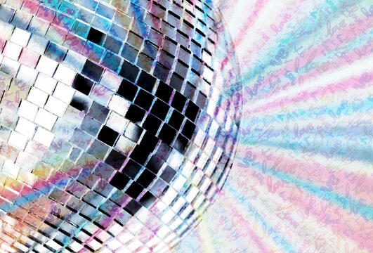Retro disco ball love background