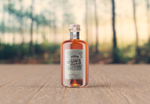 Whiskey Glass Bottle Scene Mockup