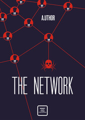 Book cover creative concept. Spider net made of group of men. Clipping mask used.