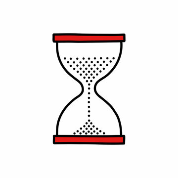 hourglass doodle icon, vector color line illustration