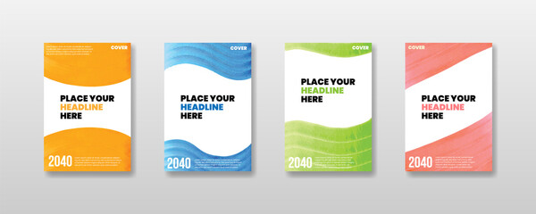 Water Color Company Book Cover Design Template in A4. Adaptable to Brochures, Annual Reports, Magazines, Posters, Business Presentations, Portfolios, Flyers, Banners, Websites.