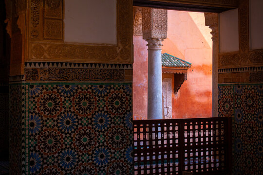 Saadian Tombs, a royal necropolis in Marakesh, inside a royal Kasbah, Morocco, April 2016