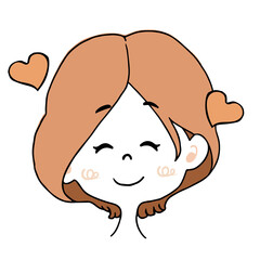 嬉しい表情の女の子のイラスト（ハート付き）