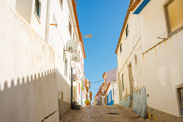 Fototapeta na wymiar cozy sunny streets in Ericeira, Portugal