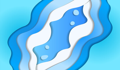 幾何学 波 抽象 青 ペーパーカット