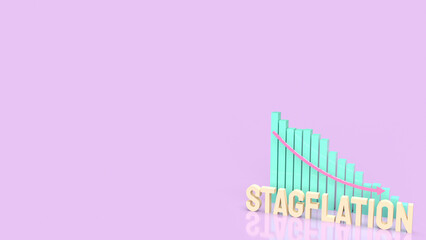 The stagflation text and chart for business concept 3d rendering