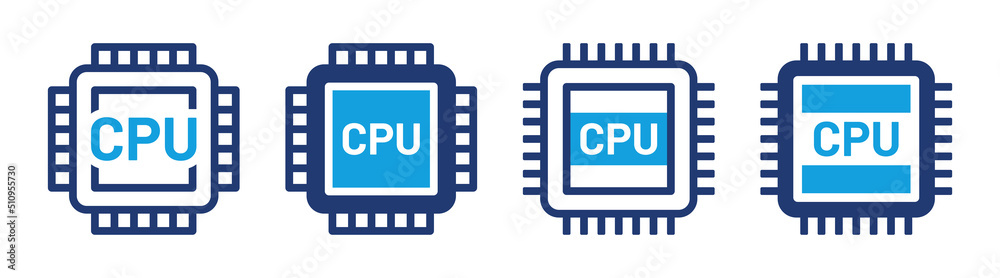 Leinwandbilder cpu chip icon set isolated on white background. central processor unit vector.