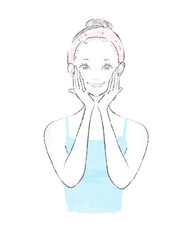 女性のスキンケアのイラスト