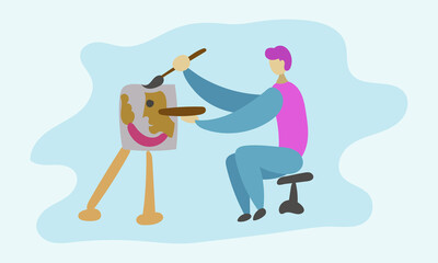 Painter flat illustration design concept