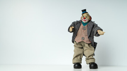 Naklejka premium Portrait of a clown with a smile, Figure, Background