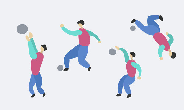 players illustration of sport game like as football, volleyball, takraw, and basketball 