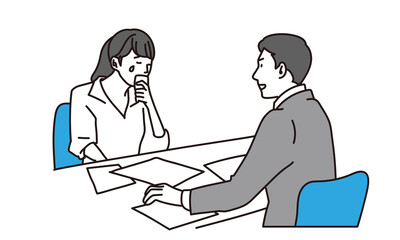 相談を受ける弁護士、探偵