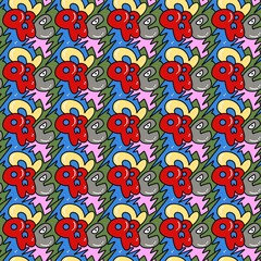 Naklejka premium seamless pattern of cute monster cartoon
