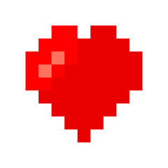 pixel heart. Red heart. Love art. Pixel art red icon. Vector illustration. stock image. 