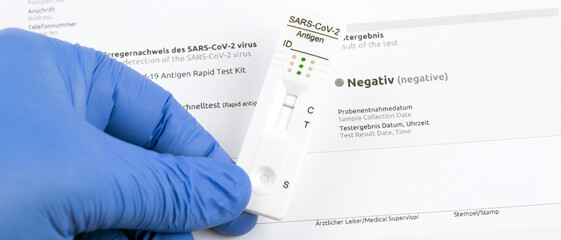 Negative test result by using rapid test device for COVID-19.