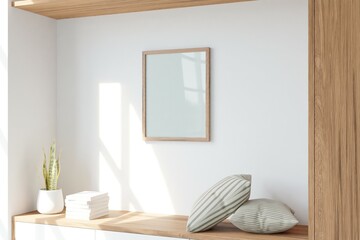 Empty Frame mockup in living room interior. 3D rendering, 3D illustration