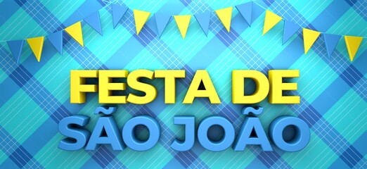 A beautiful 3d illustration with brazil june party background.