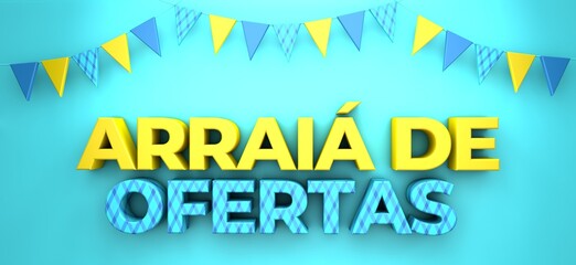 A beautiful 3d illustration with brazil june party background.