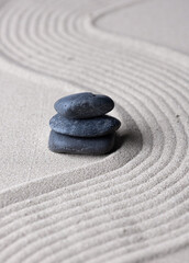 Zen garden japanese garden zen stone with zen pattern in sand as background