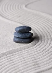 Fotobehang Zen garden japanese garden zen stone with zen pattern in sand as background © showcake