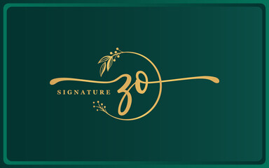 luxury signature initial ZO logo design. Handwriting vector logo design illustration image