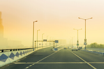KOLKATA, WEST BENGAL , INDIA - NOVEMBER 27TH 2016 : Parama Island flyover, popularly known as Ma or...